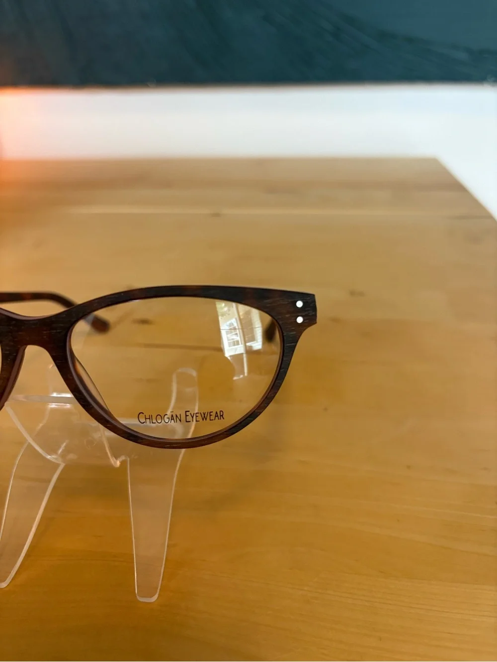 Chlogan Eyewear Round Woodgrain Eyeglasses Purple Brown Haze 9002 57-18-150 NWT
